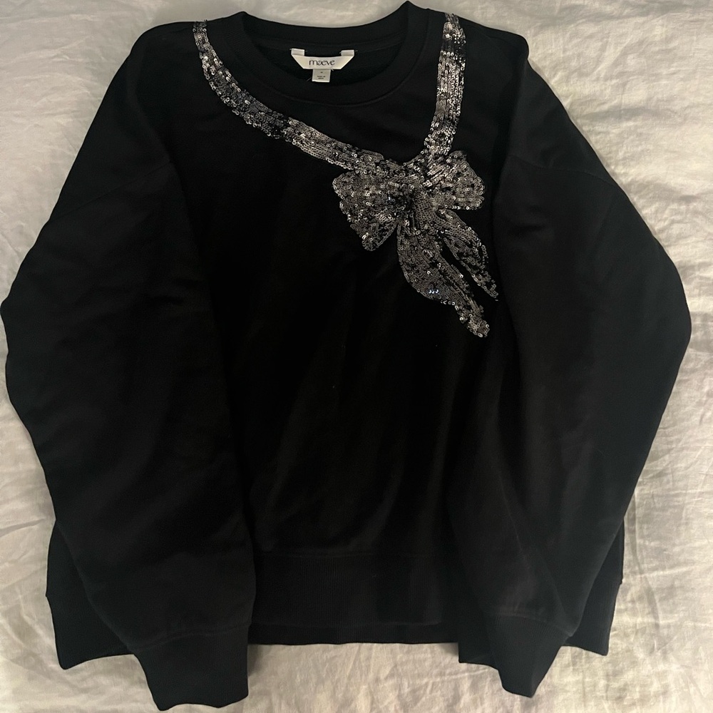 Anthropologie Maeve sequin bow sweater